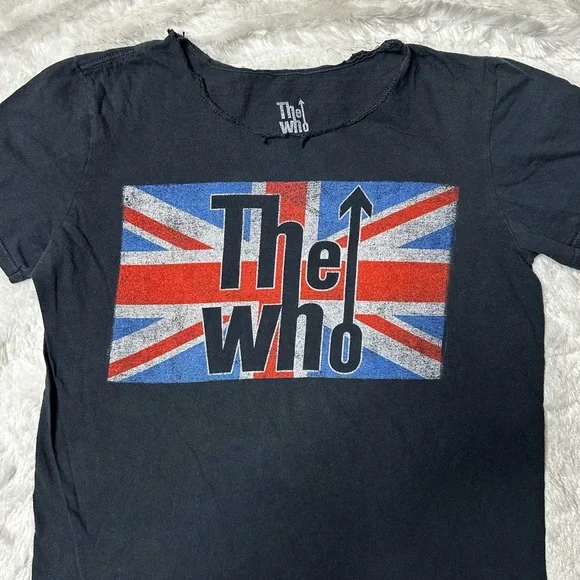 The Who Official Union Jack Logo Graphic T-Shirt Black Women’s Sz S - Picture 3 of 6